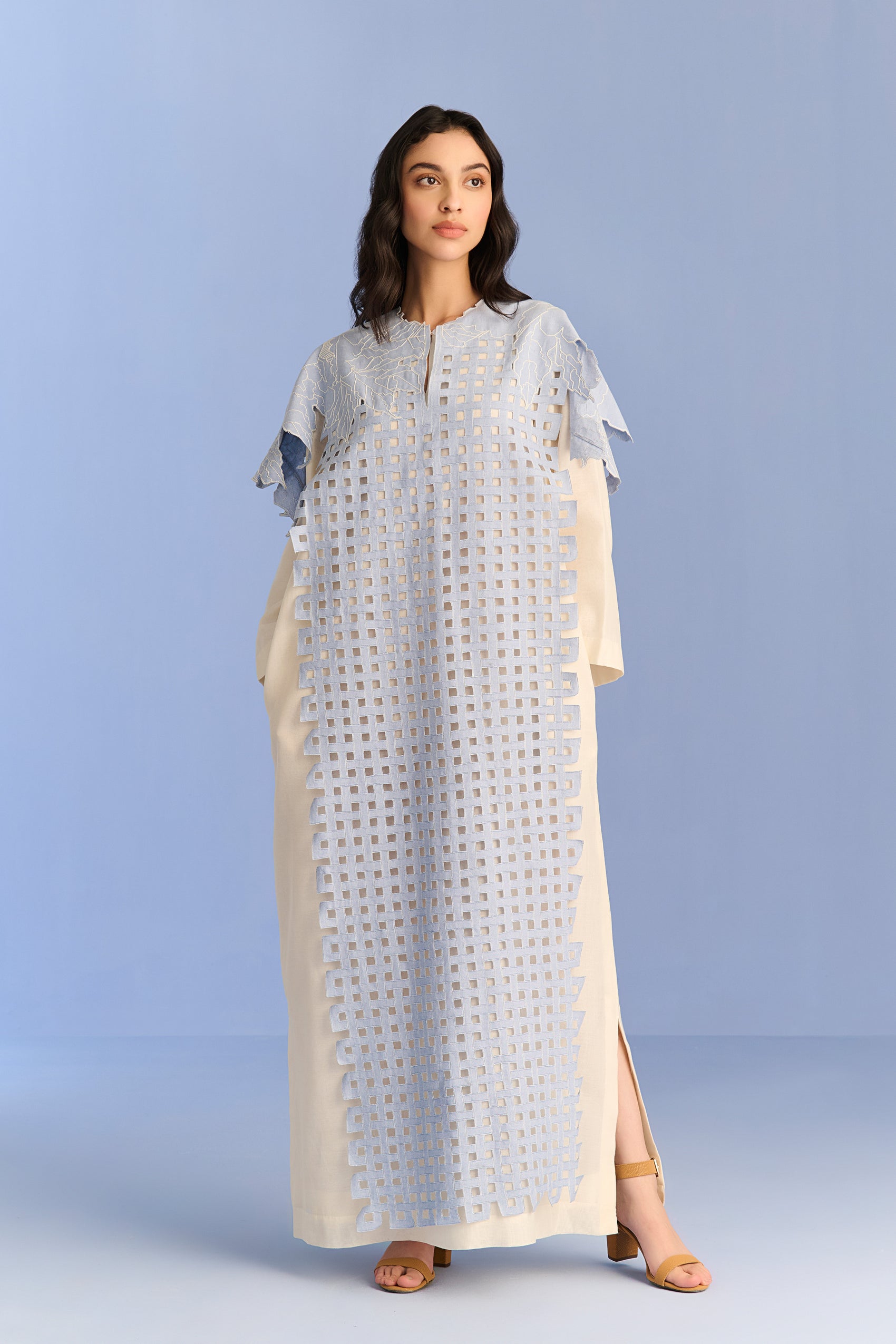 3D CUTWORK PANEL DRESS