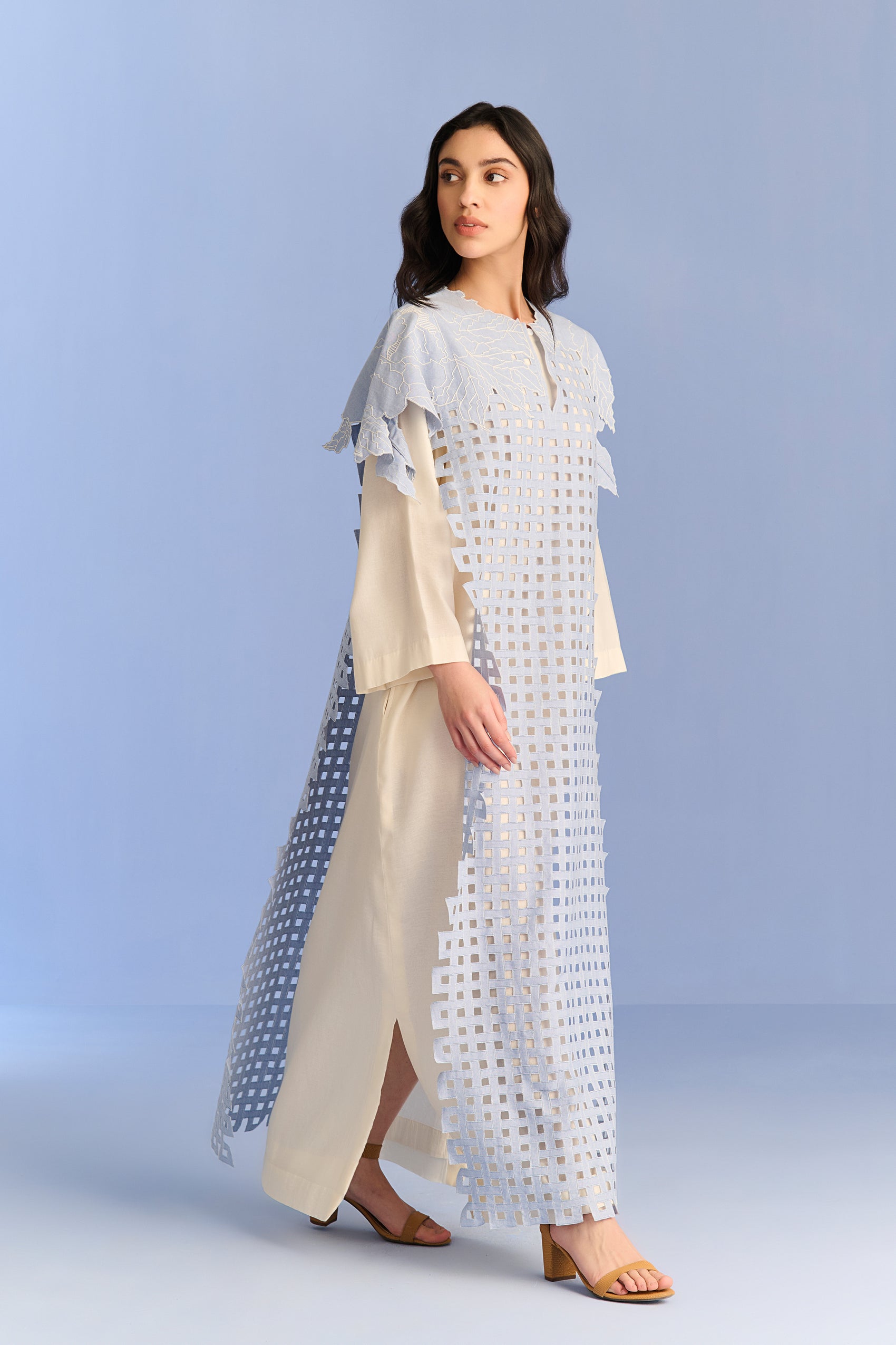 3D CUTWORK PANEL DRESS