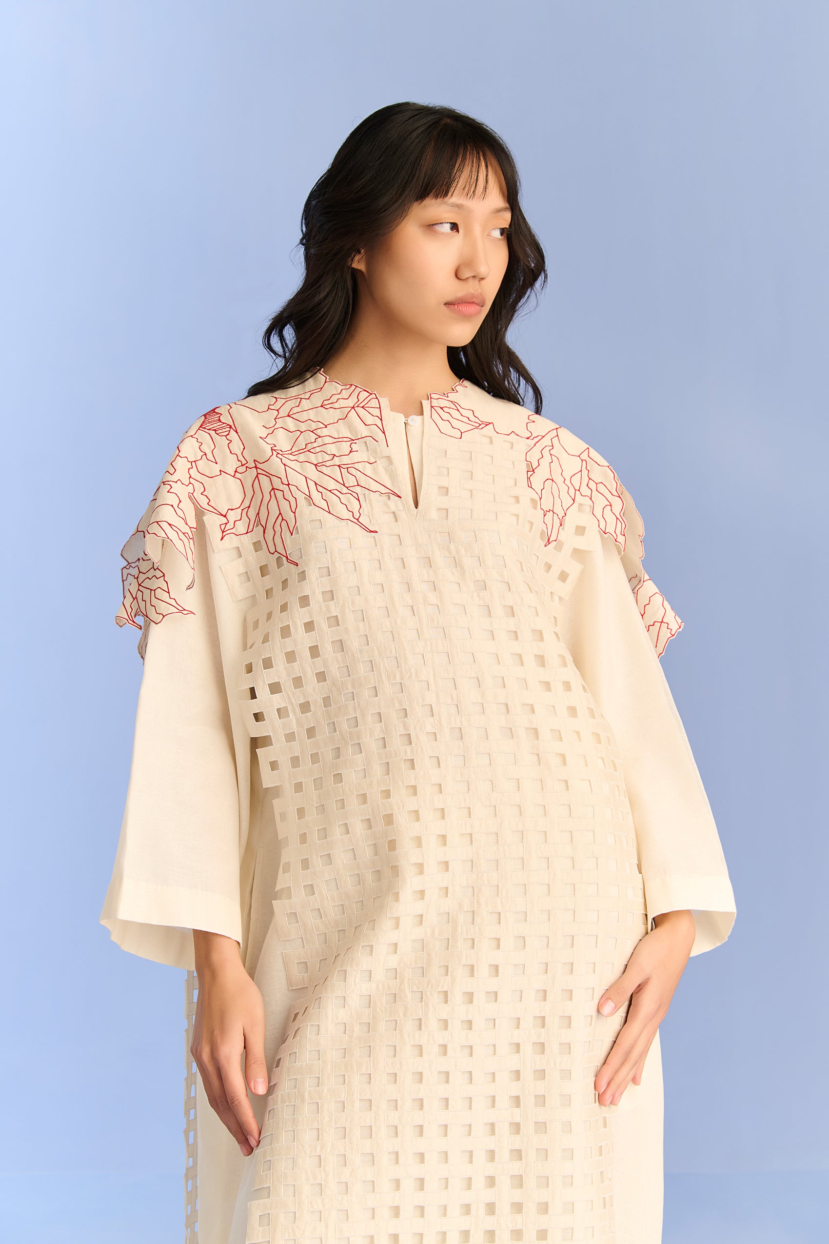 3D CUTWORK PANEL DRESS