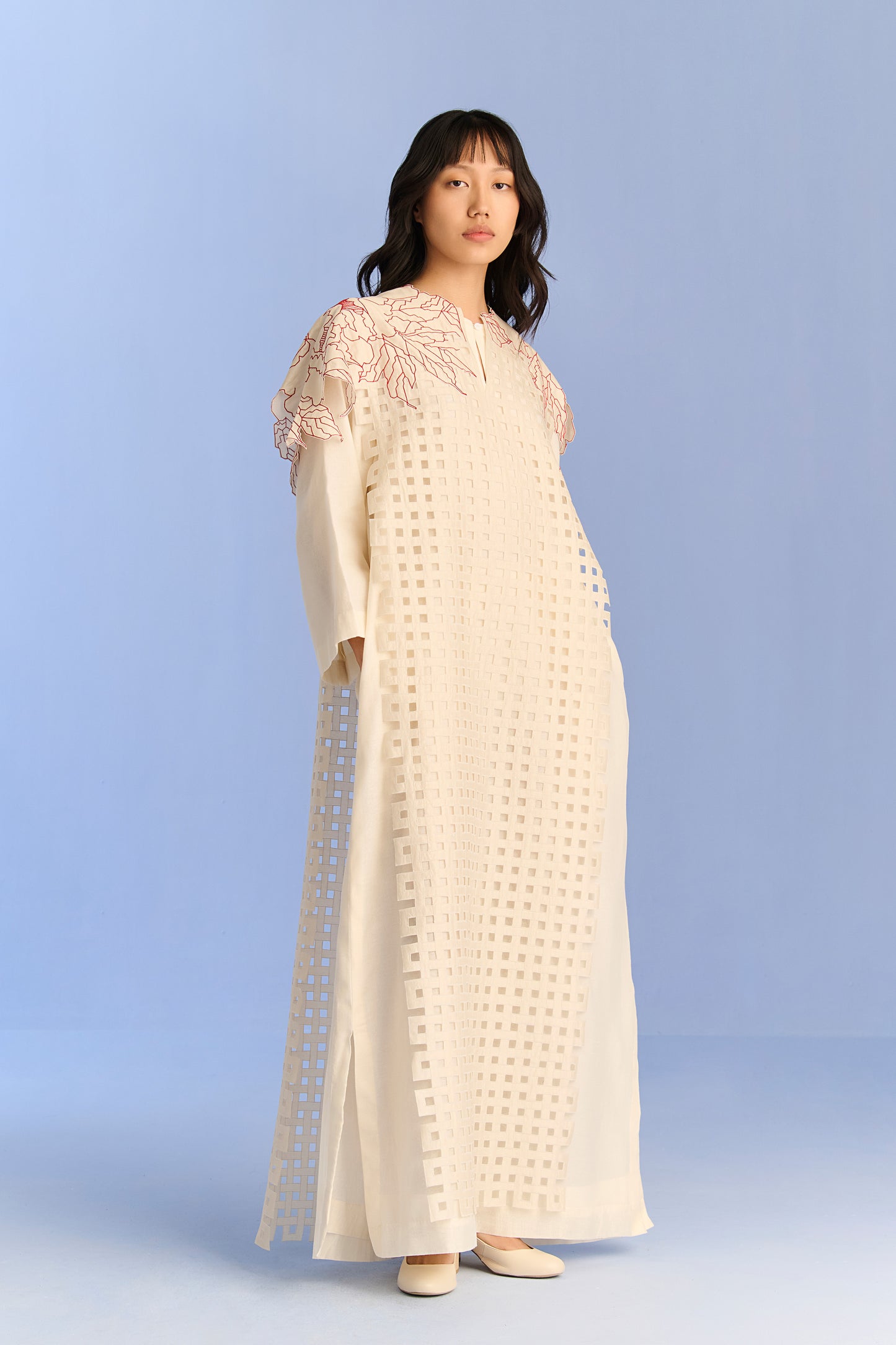 3D CUTWORK PANEL DRESS