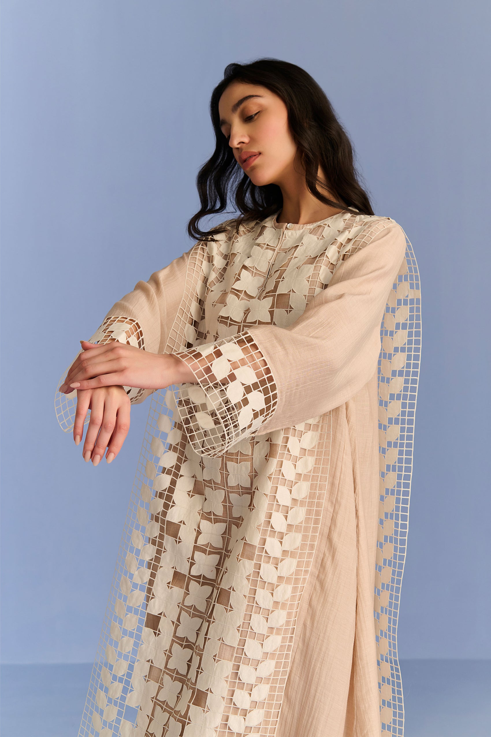 3D CUTWORK PANEL DRESS