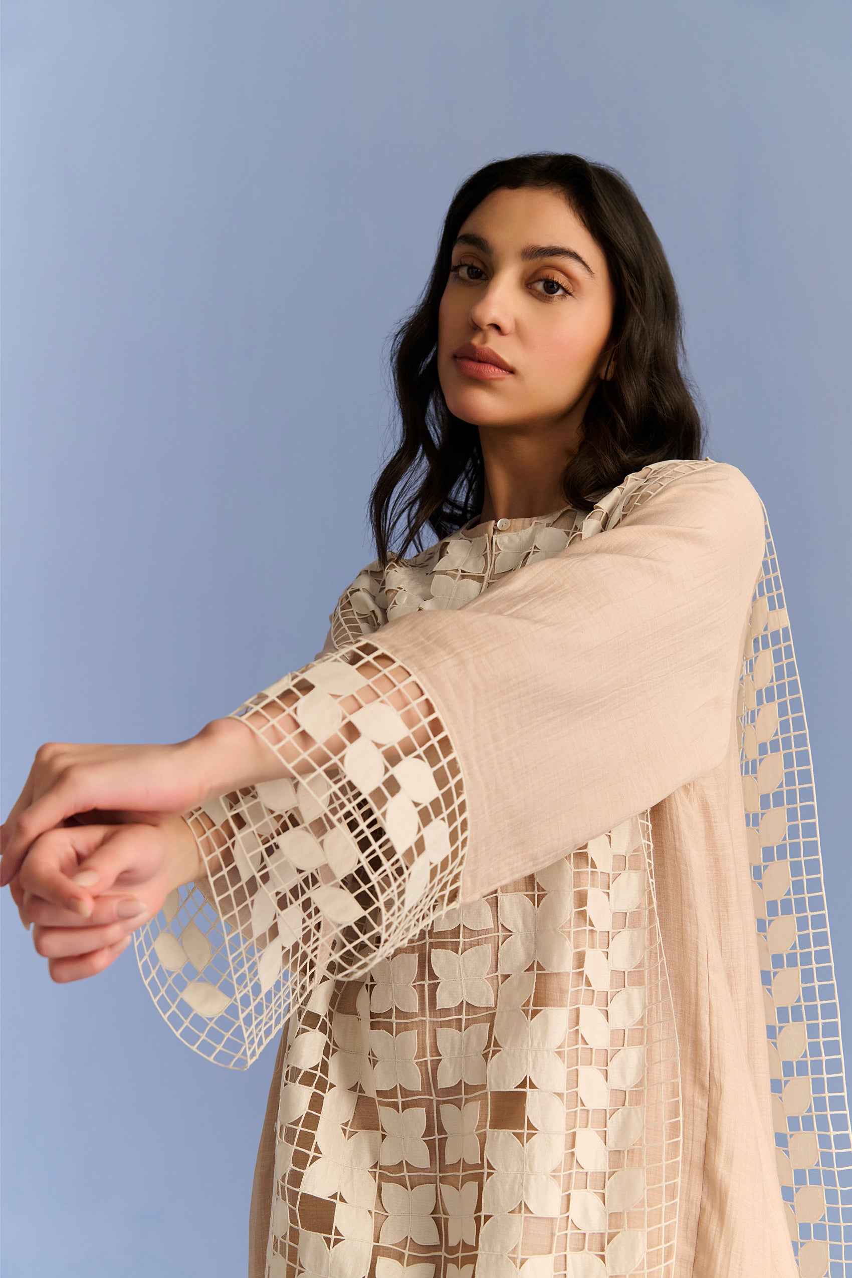 3D CUTWORK PANEL DRESS