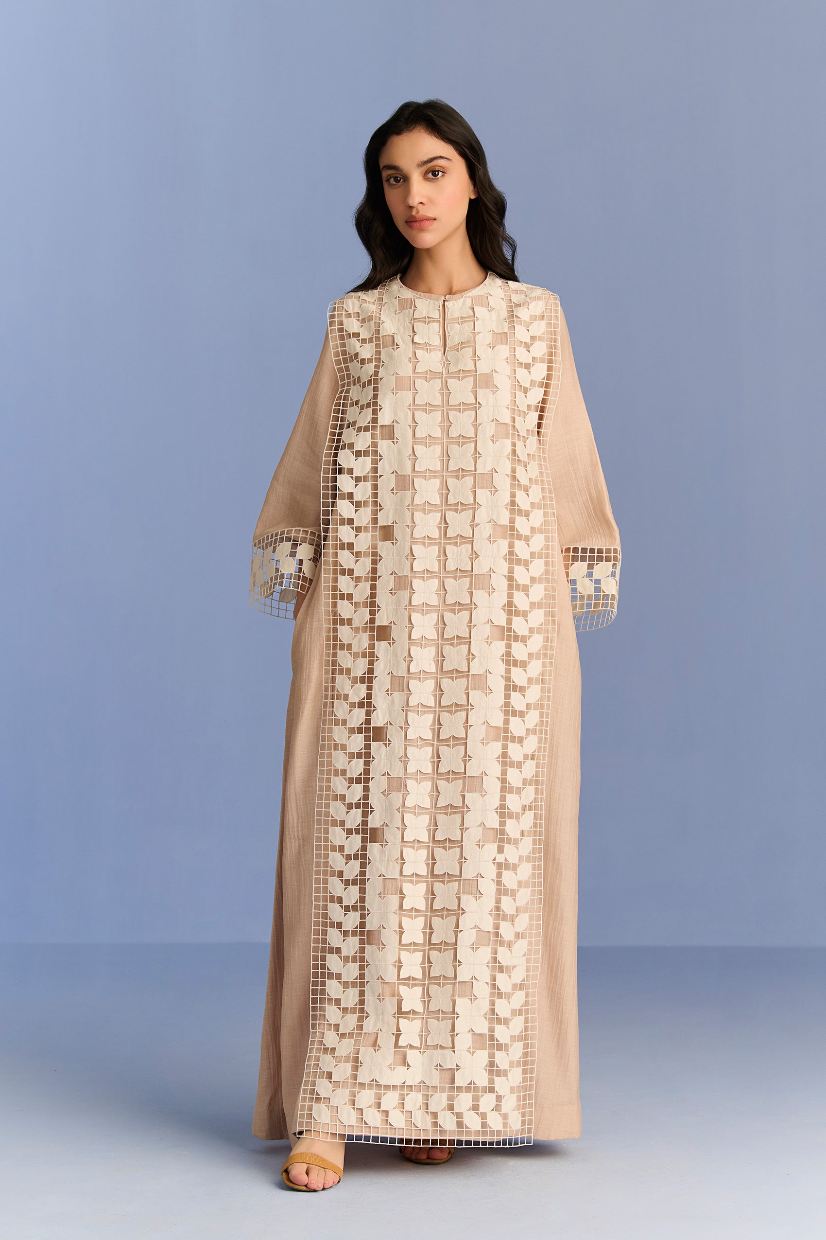 3D CUTWORK PANEL DRESS