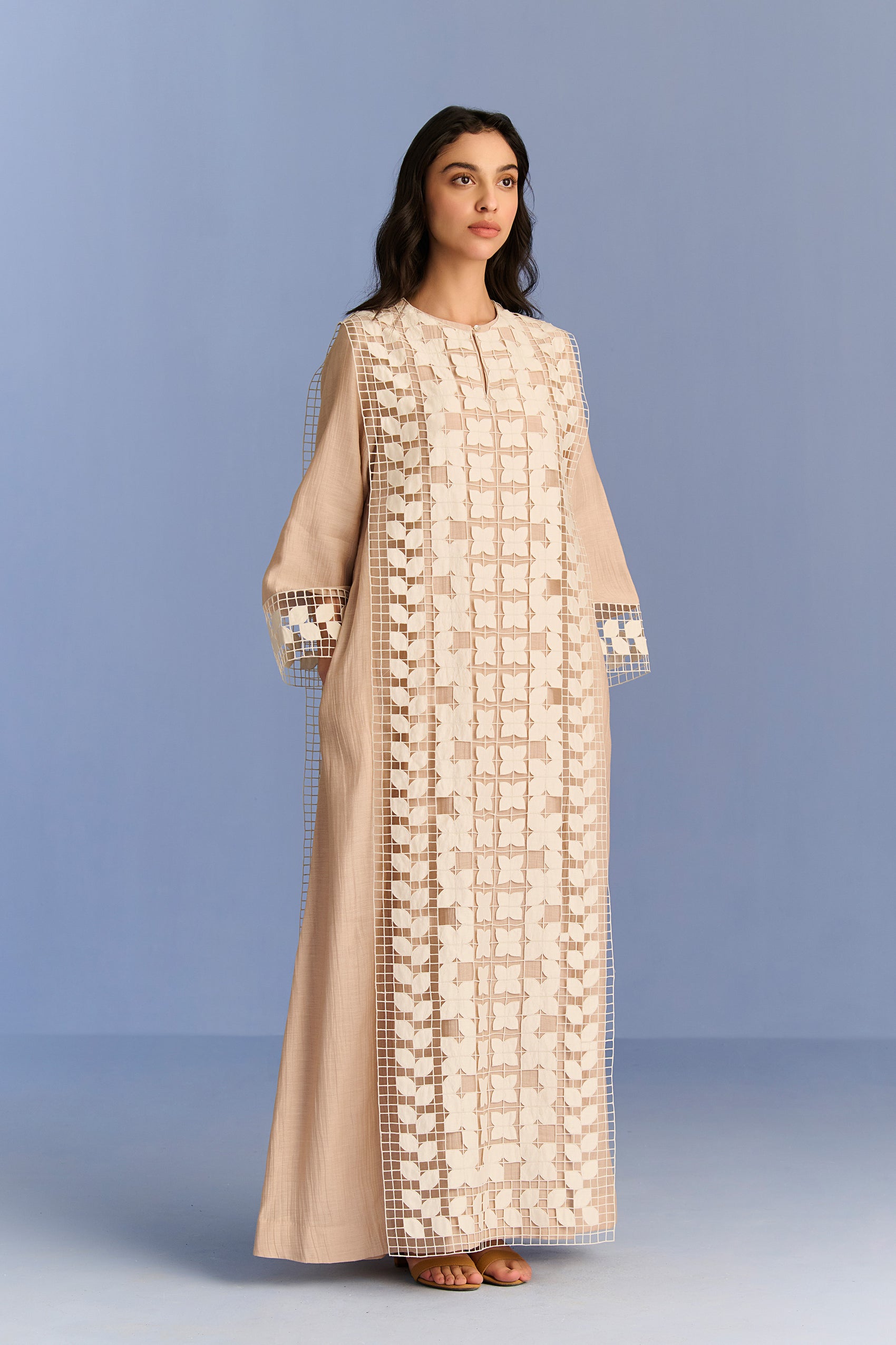 3D CUTWORK PANEL DRESS