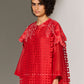 3D FLORAL CUTWORK PANEL KAMEEZ RED