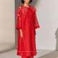 3D FLORAL CUTWORK PANEL KAMEEZ RED