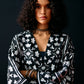 BLACK ALL-OVER FLORAL THREAD JACKET