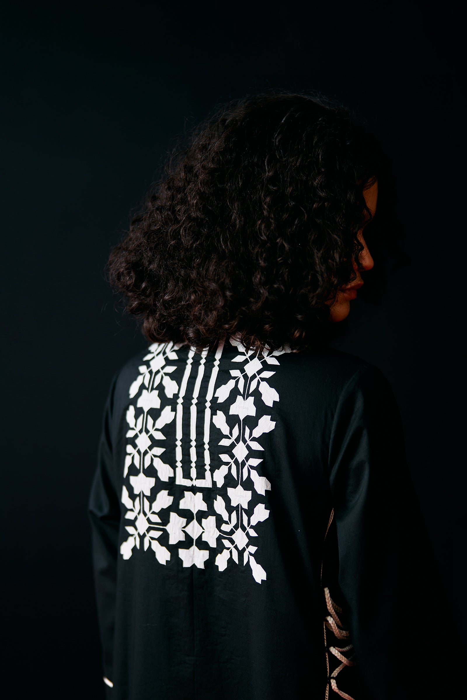 BLACK FLORAL A-LINE DRESS