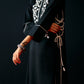 BLACK FLORAL A-LINE DRESS