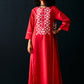 RED FLORAL A-LINE DRESS