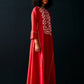 RED FLORAL A-LINE DRESS
