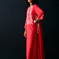 RED FLORAL A-LINE DRESS