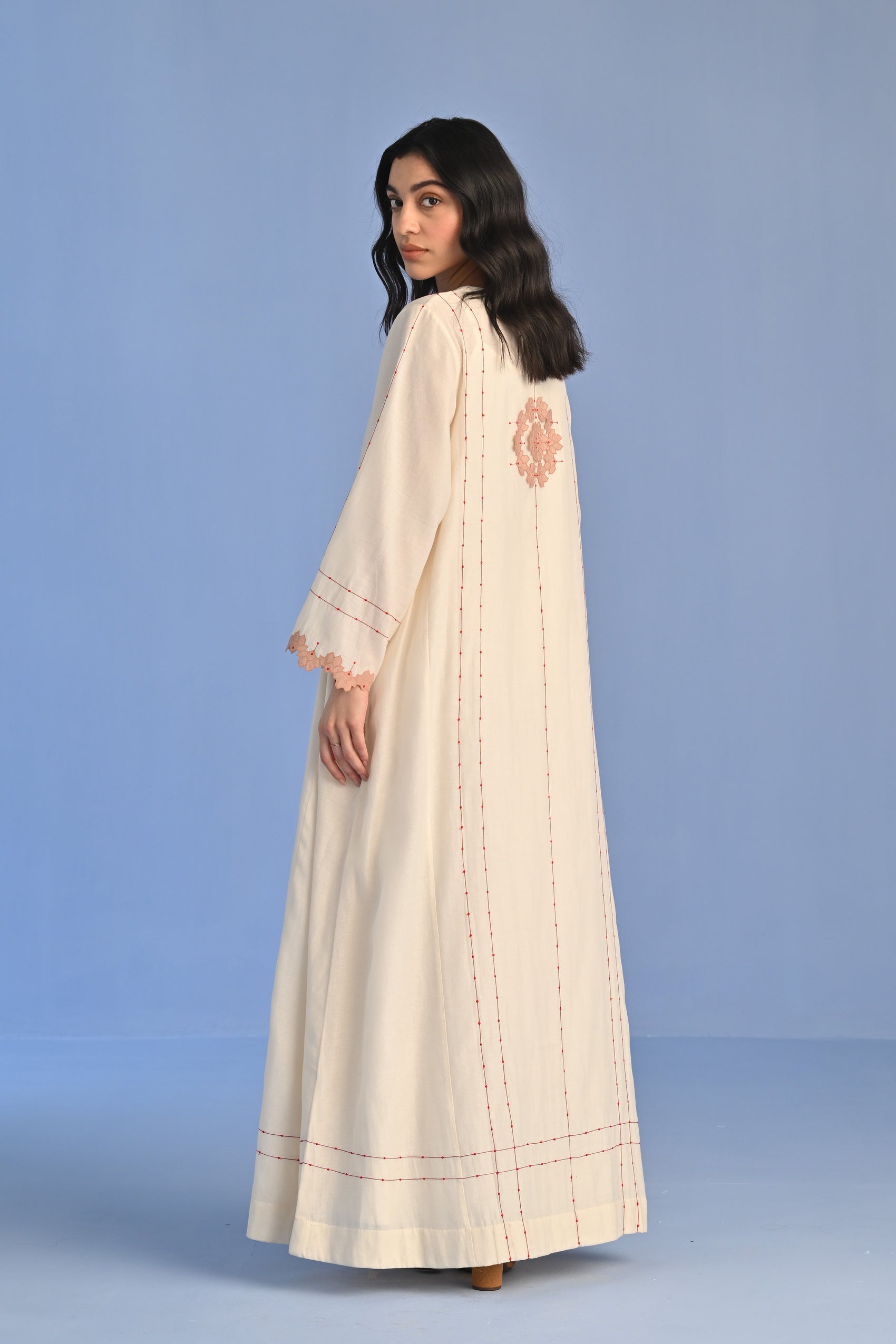 A-LINE DRESS WITH 3D NECK APPLIQUE'