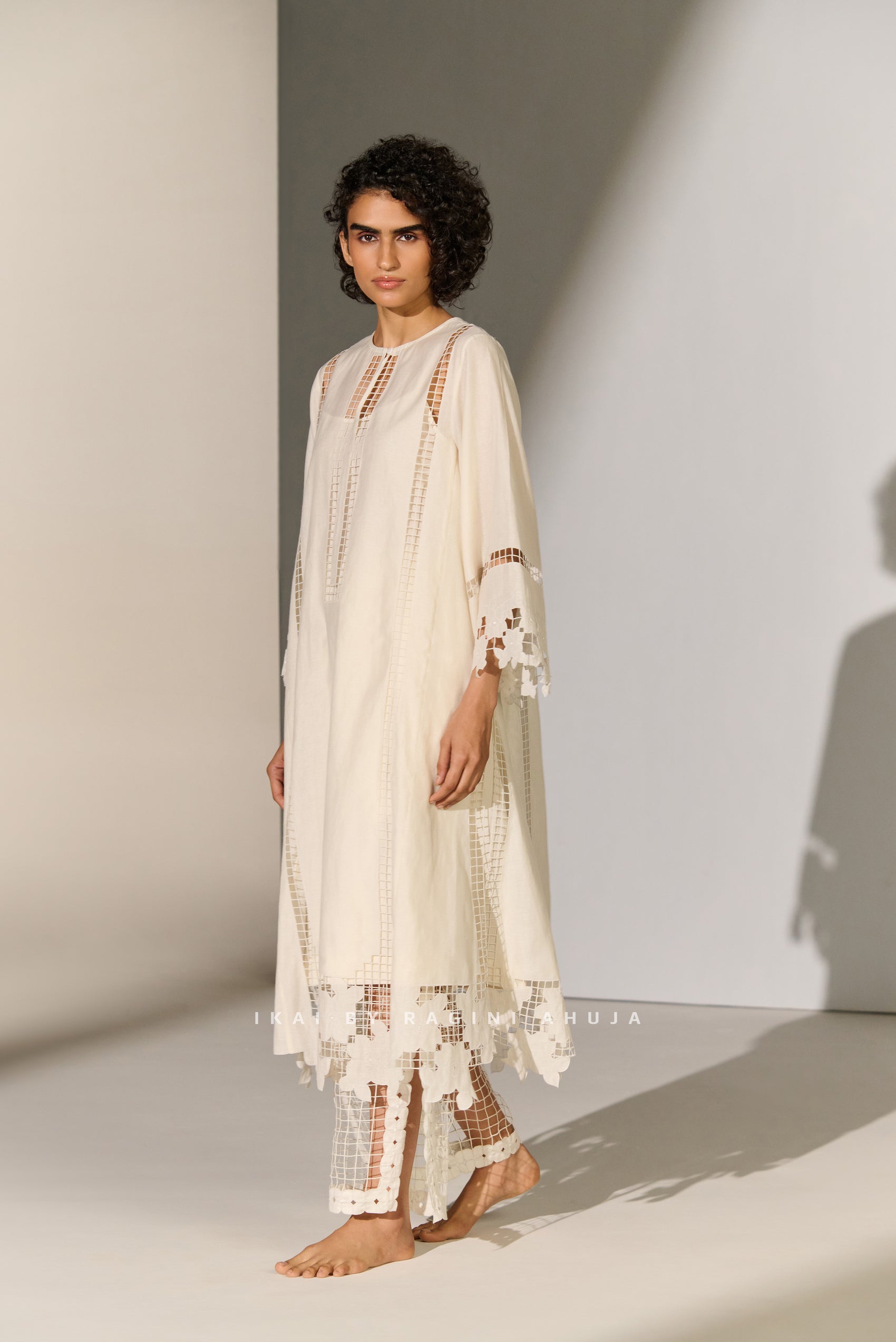 LACE CUTWORK A-LINE KAMEEZ