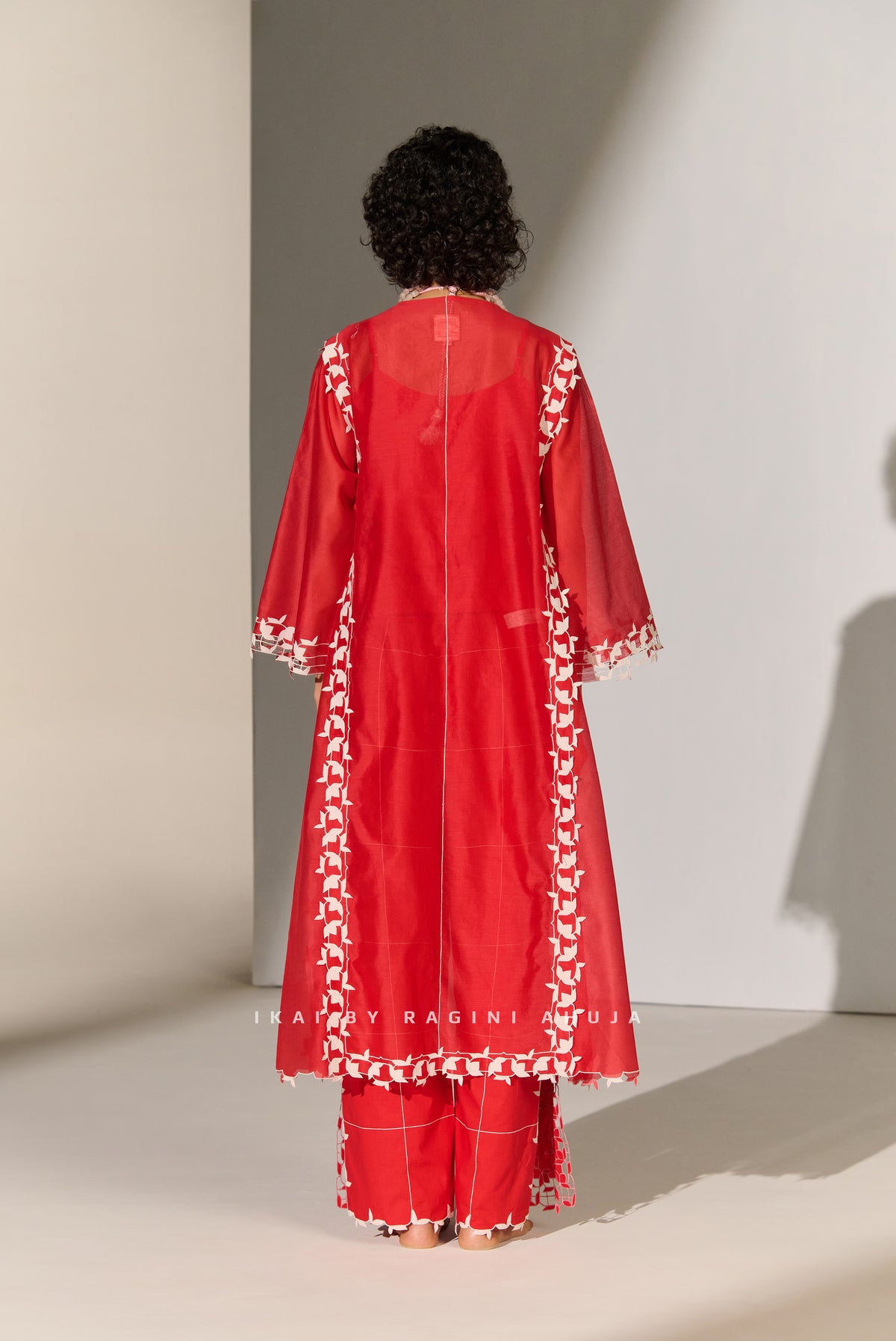 CUTWORK A-LINE KAMEEZ RED