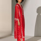 CUTWORK A-LINE KAMEEZ RED