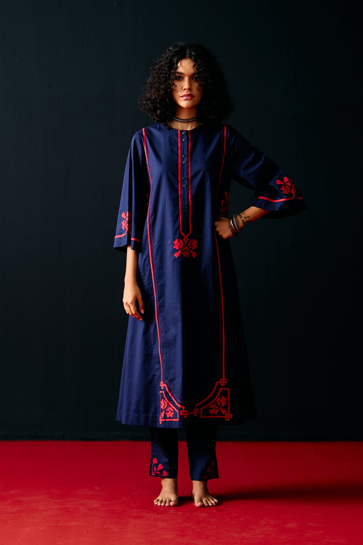 NAVY A-LINE KAMEEZ