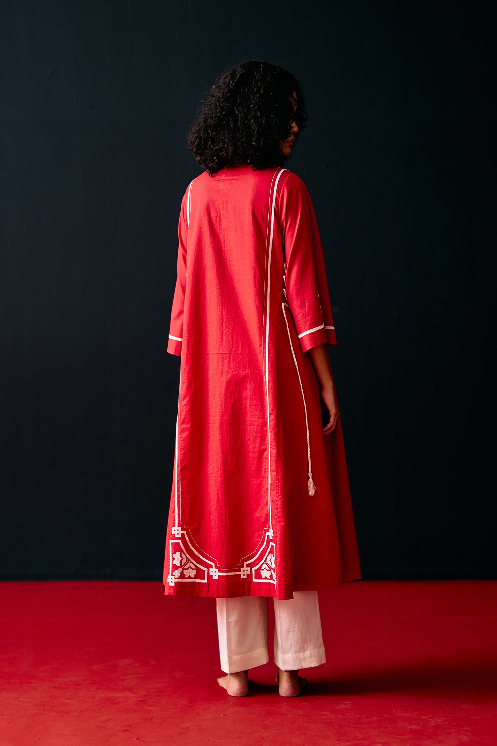 RED A-LINE KAMEEZ