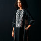 BLACK FLORAL A-LINE KAMEEZ