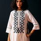 IVORY FLORAL A-LINE KAMEEZ