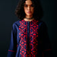 NAVY FLORAL A-LINE KAMEEZ