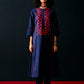 NAVY FLORAL A-LINE KAMEEZ