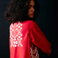 RED FLORAL A-LINE KAMEEZ