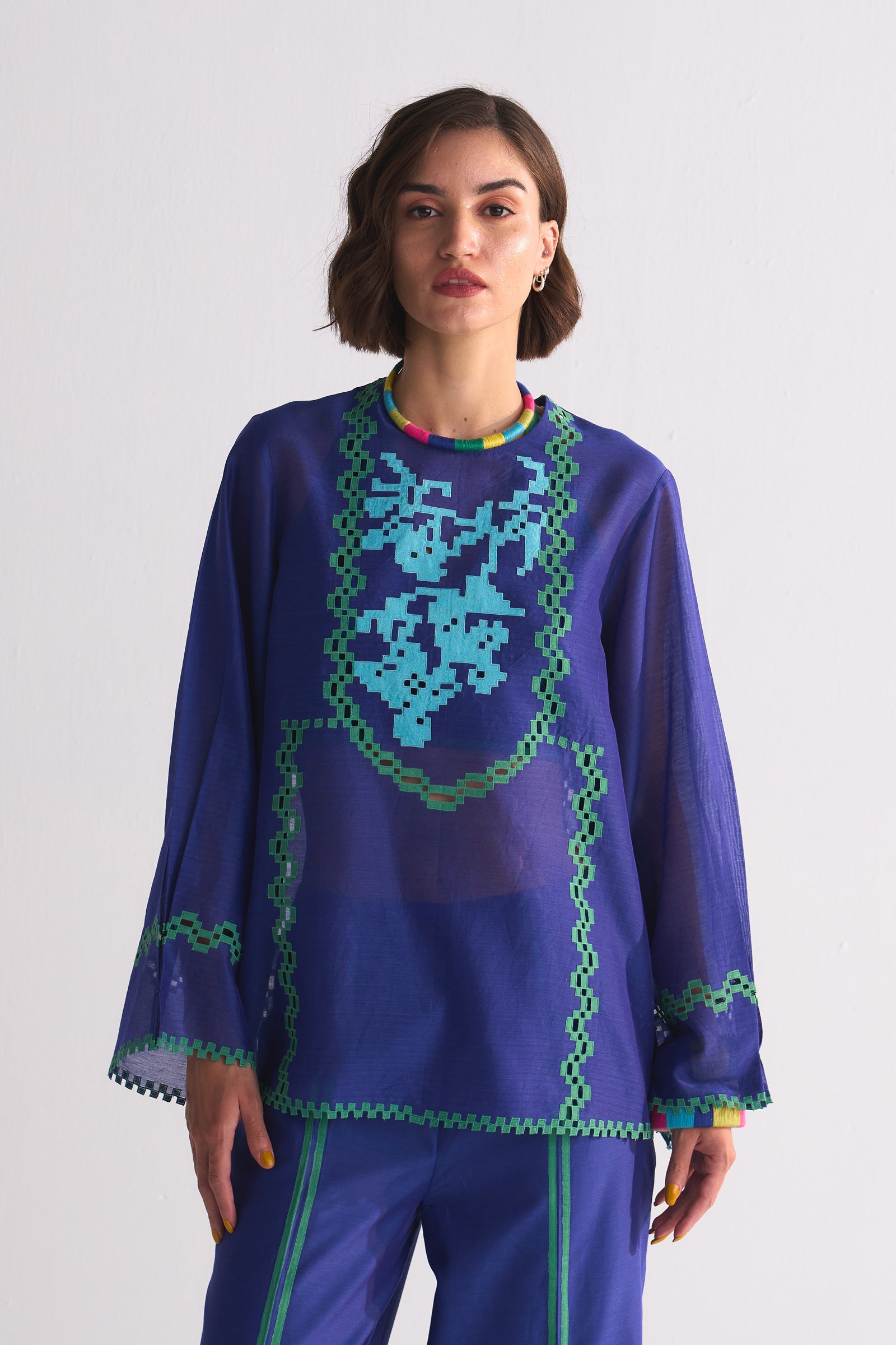 YOKE CUTWORK BLOUSE