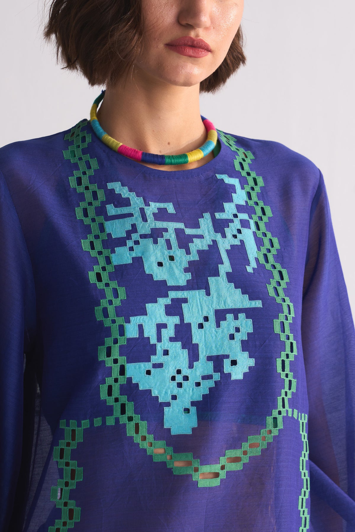 YOKE CUTWORK BLOUSE