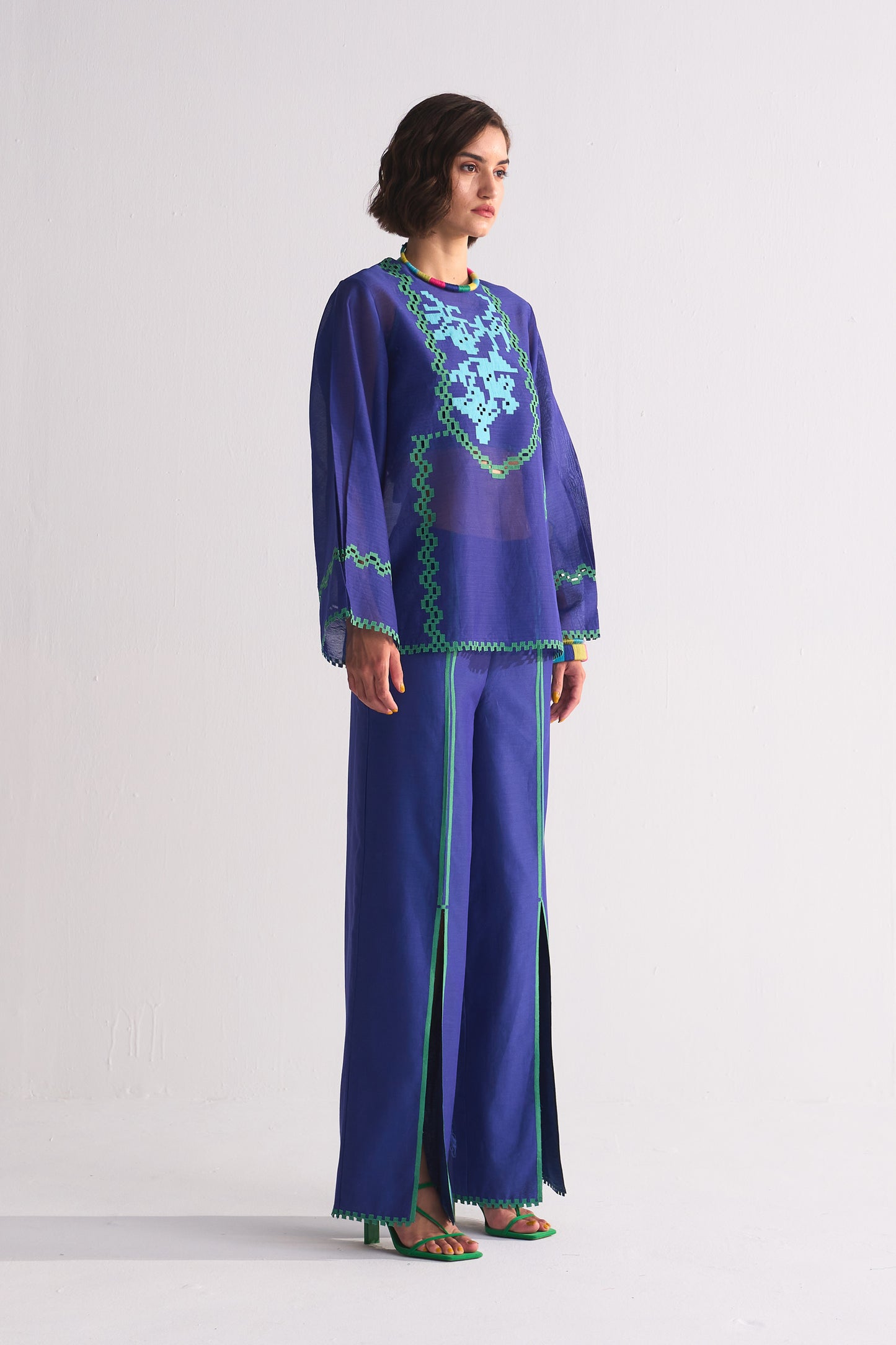 YOKE CUTWORK BLOUSE