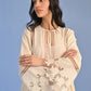 A-LINE PLEATED DRESS WITH APPLIQUE' AND CUTWORK