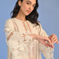 A-LINE PLEATED DRESS WITH APPLIQUE' AND CUTWORK