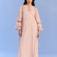 A-LINE PLEATED DRESS WITH APPLIQUE' AND CUTWORK