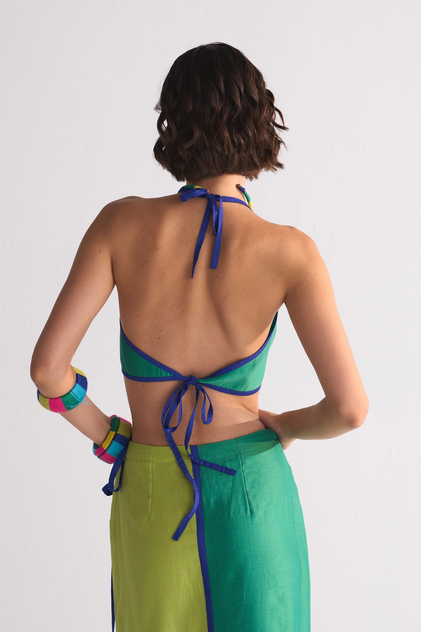 COLOUR BLOCKED WRAP SKIRT