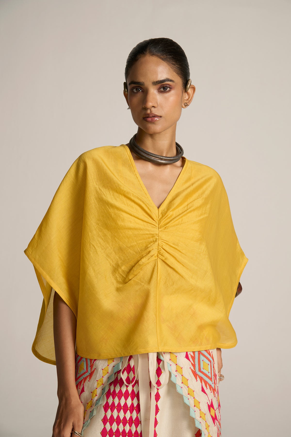 CROP RUSHED BLOUSE