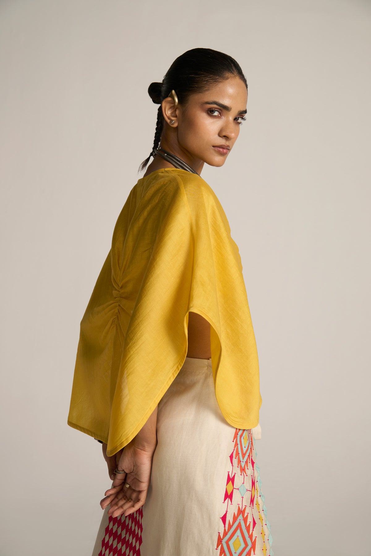 CROP RUSHED BLOUSE
