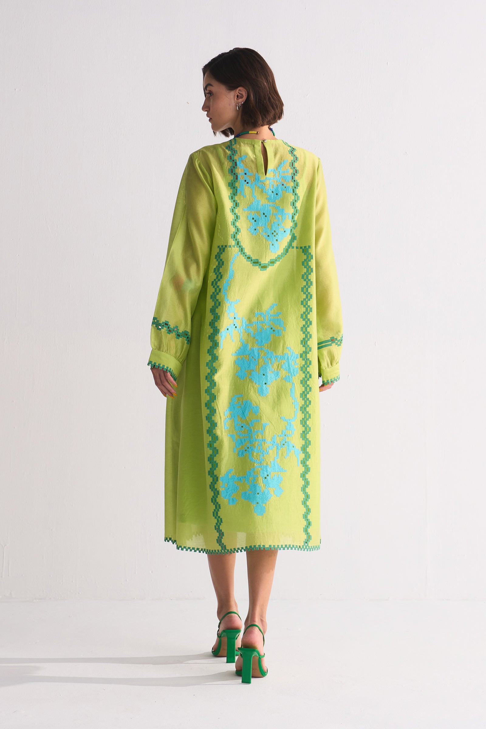 YOKE CUTWORK DRESS