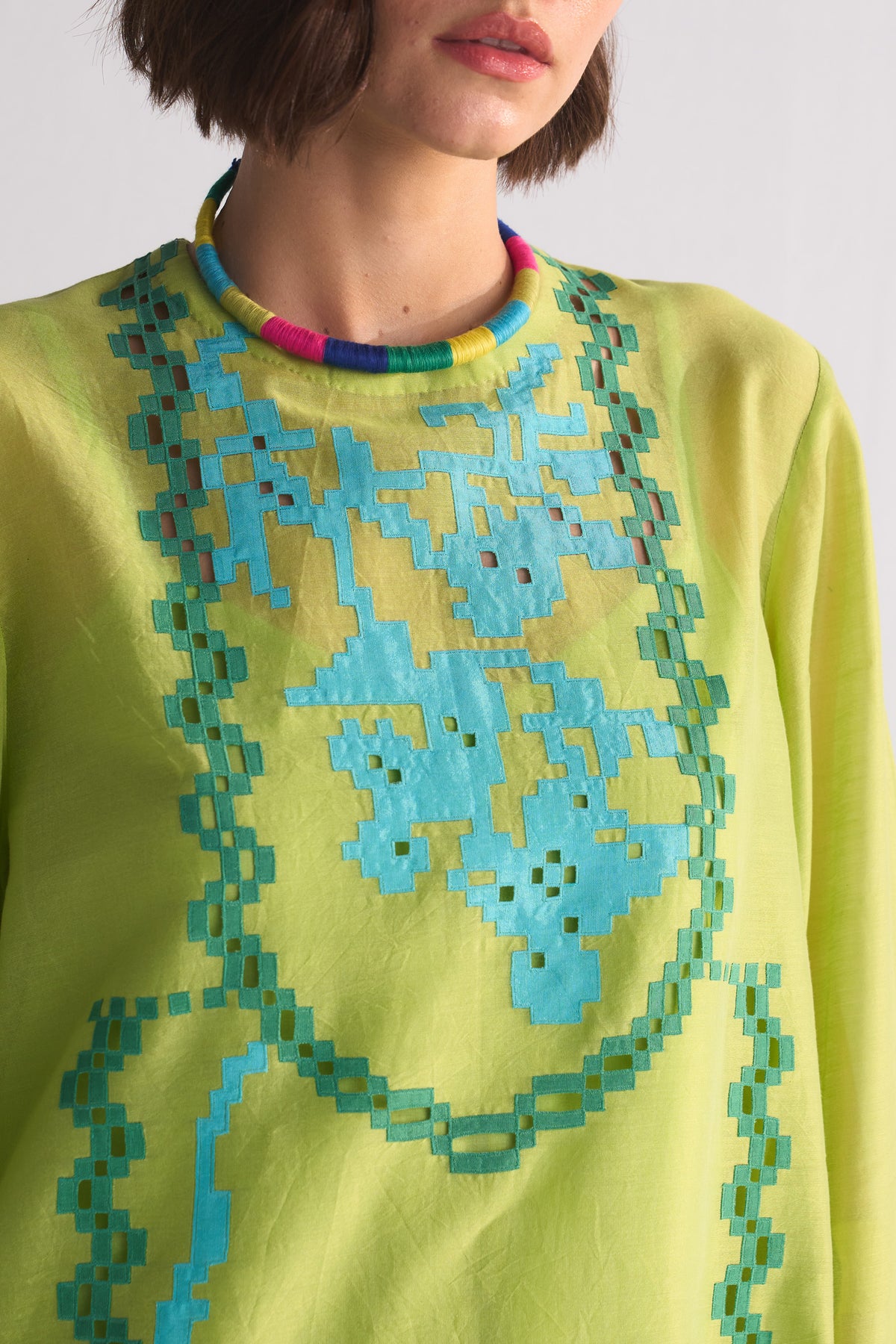 YOKE CUTWORK DRESS