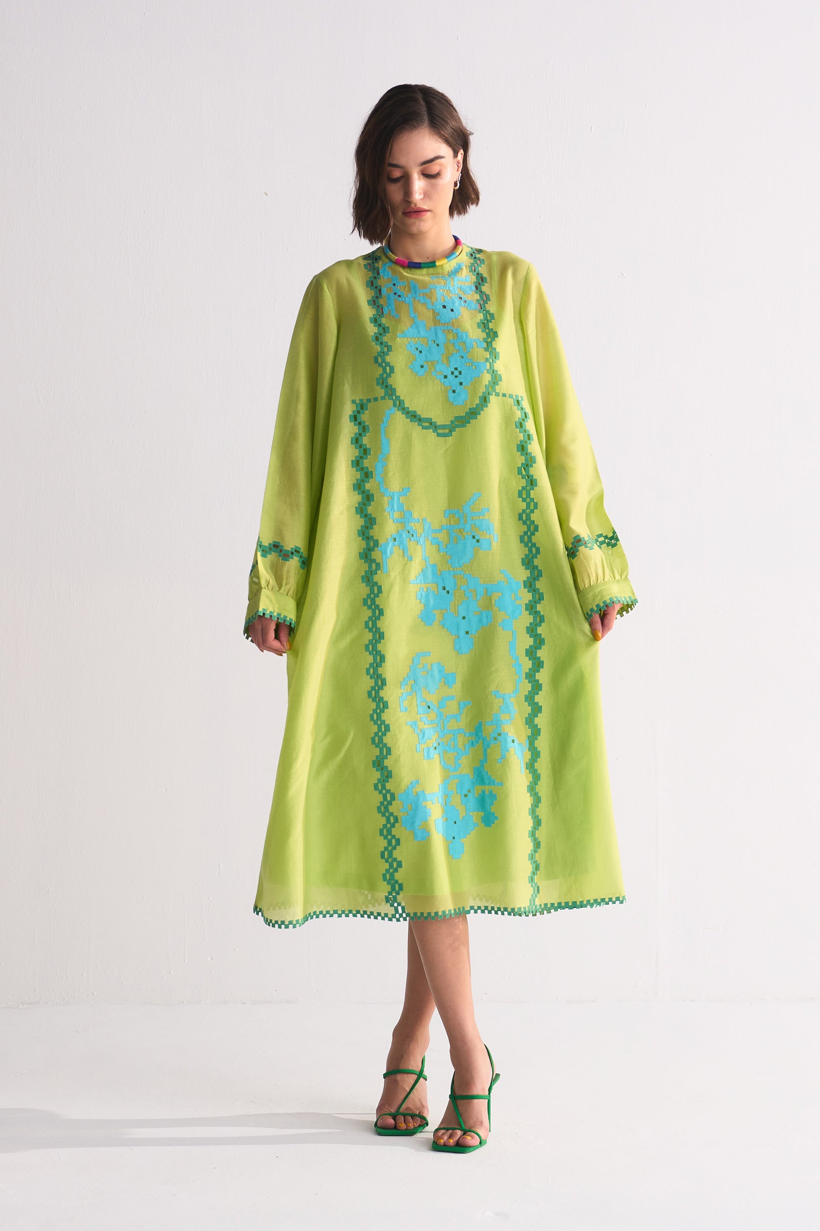 YOKE CUTWORK DRESS