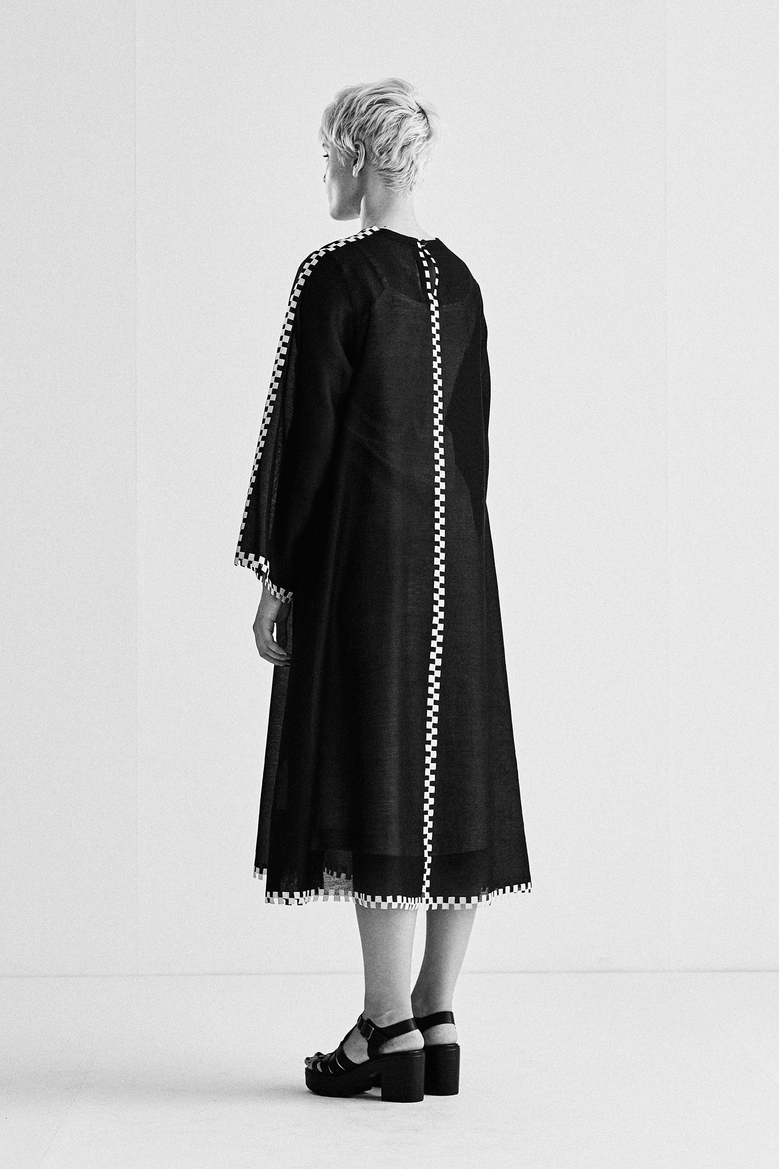 CIRCULAR DRESS WITH APPLIQUE' AND CUTWORK