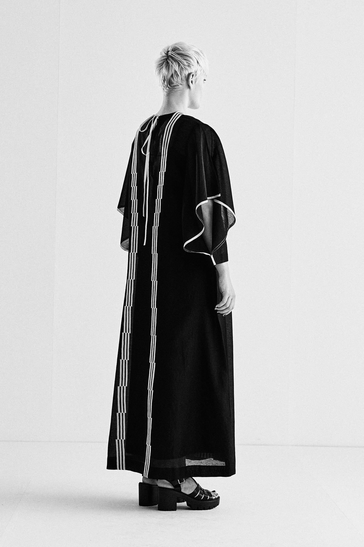 CIRCULAR MAXI DRESS WITH APPLIQUE' AND CUTWORK