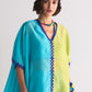 COLOUR BLOCKED APPLIQUE' AND CUTWORK CIRCULAR SHIRT