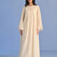 PLEATED APPLIQUE' AND CUTWORK DRESS