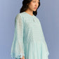 PLEATED APPLIQUE' AND CUTWORK DRESS