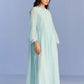PLEATED APPLIQUE' AND CUTWORK DRESS