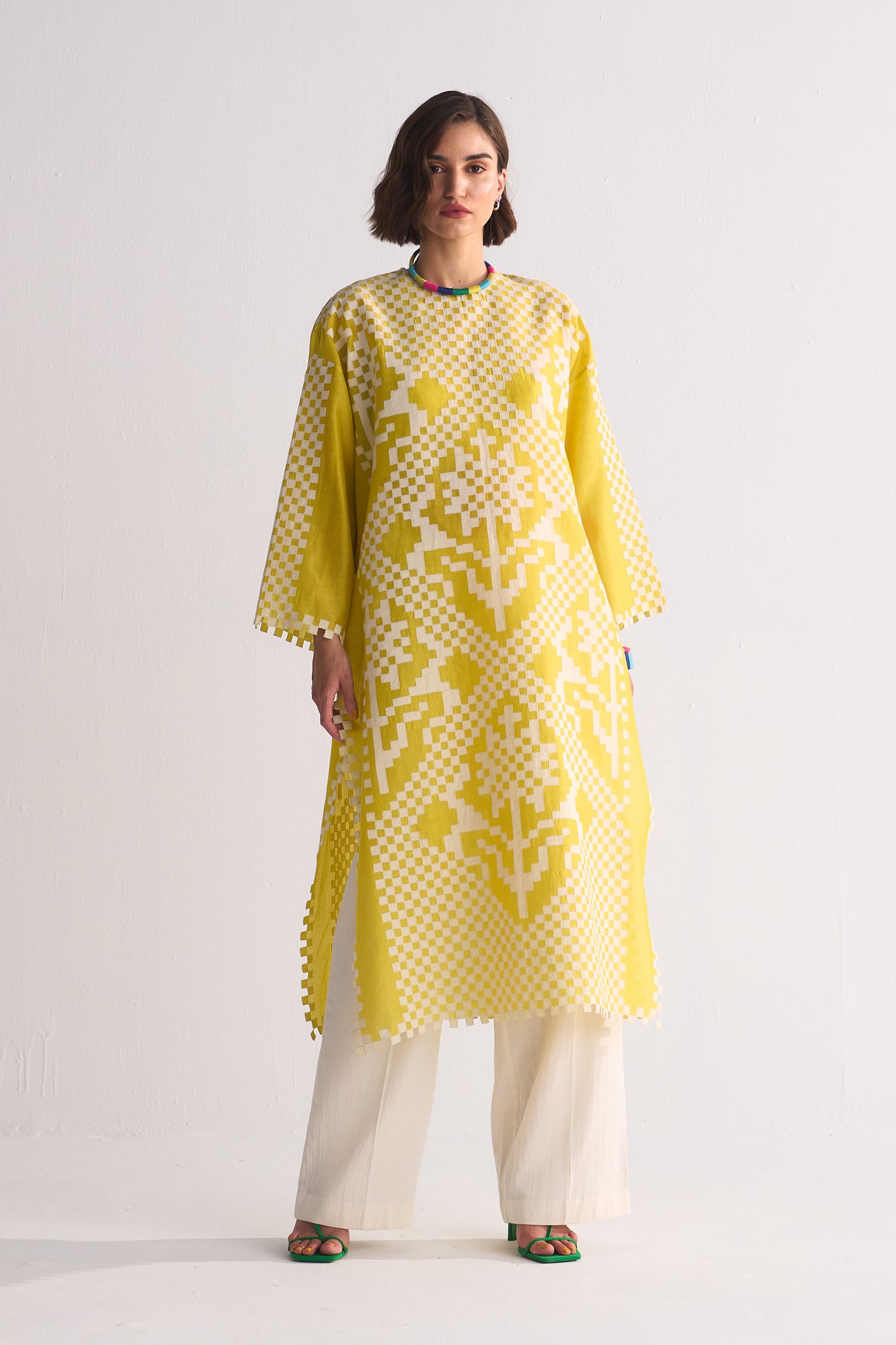 CROSS ARTWORK APPLIQUE' AND CUTWORK KAMEEZ