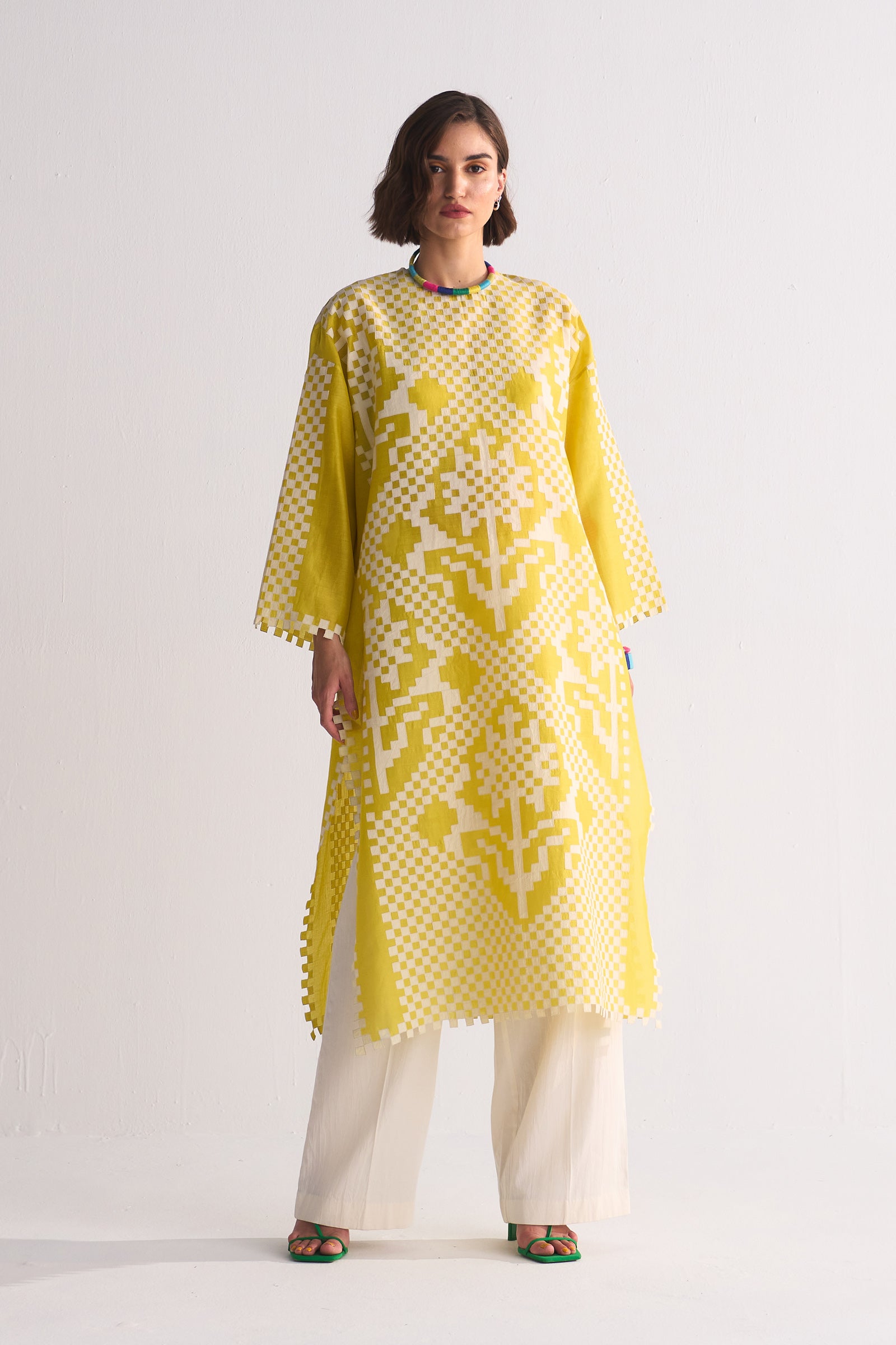CROSS ARTWORK APPLIQUE' AND CUTWORK KAMEEZ