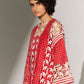 GEOMETRIC FLORAL CUTWORK DROP SHOULDER KAMEEZ