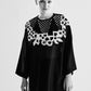 DROP SHOULDER SHIRT WITH NECK APPLIQUE'