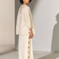 GEOMETRIC NECK CUTWORK DROP SHOULDER SHIRT IVR